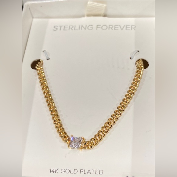 Sterling Forever 14k Gold Plated Cubic Zirconia Curb Chain Necklace - Picture 6 of 7